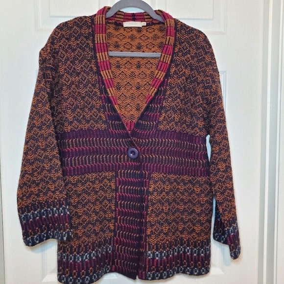 A. Ida Wool Blend Cardigan Sweater One Button Closure Sz M - Picture 1 of 10